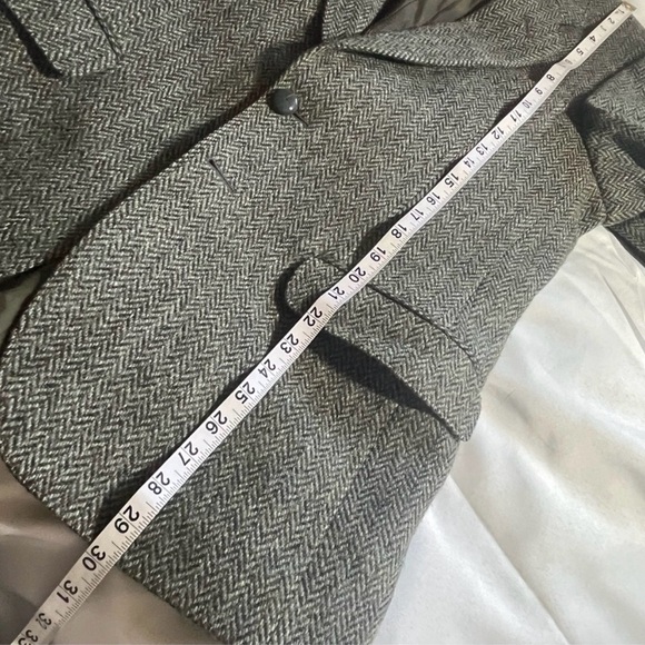 Harris Tweed Vintage Herringbone Wool Blazer Hector Russell Kiltmaker Gray - Picture 11 of 12